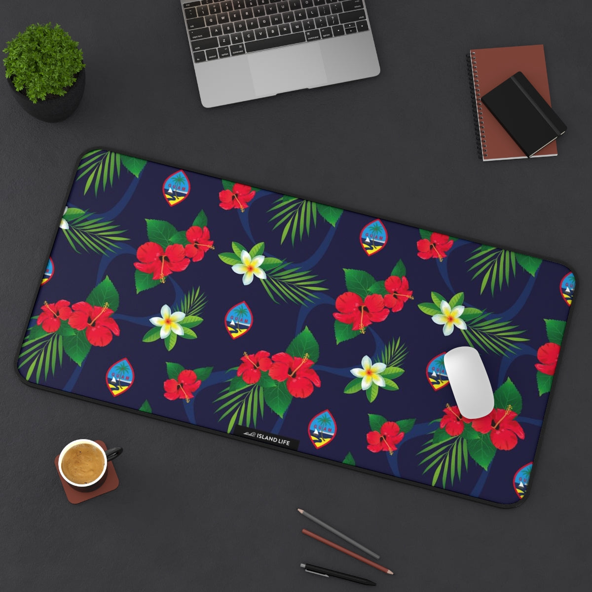 Guam Flag Flowers Gaming Mat Desk Mat