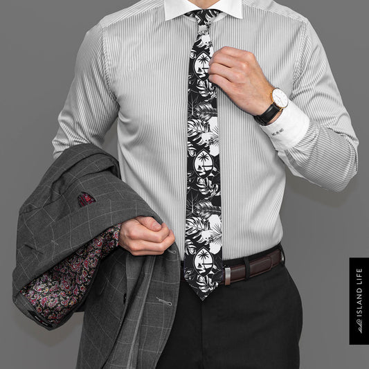 Guam Black Hibiscus Classic Necktie