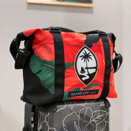 Guam Red Hibiscus Paradise Large Travel Duffel Bag