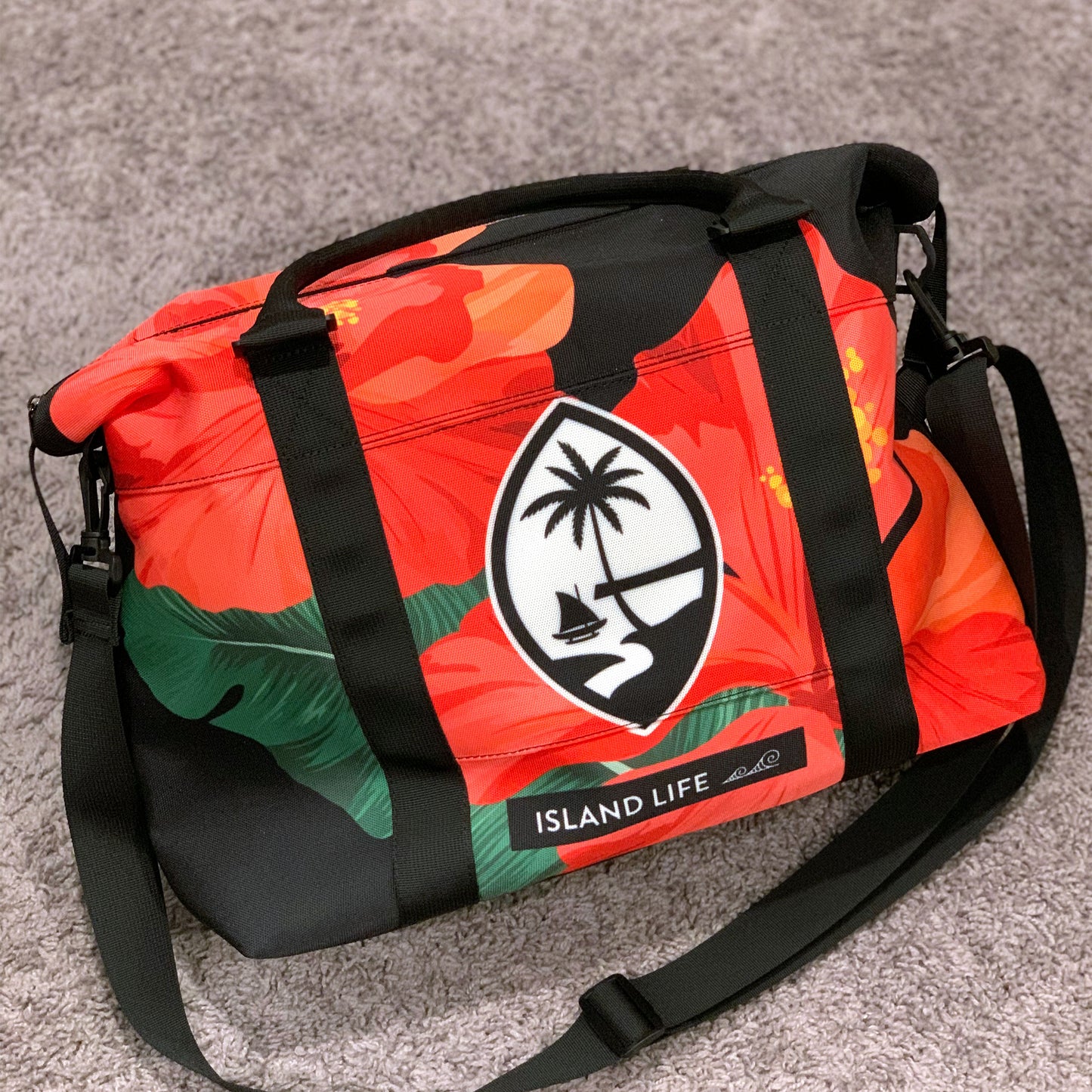 Guam Red Hibiscus Paradise Large Travel Duffel Bag