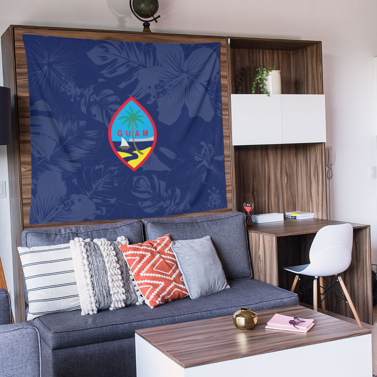 Guam Flag Hibiscus Indoor Wall Tapestry