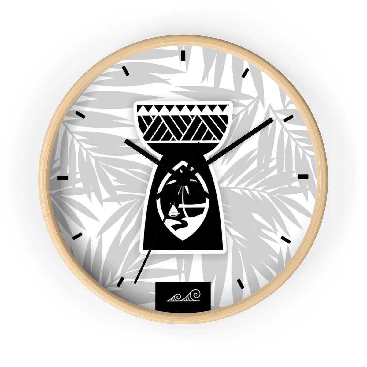 Guam Black Tribal Latte Stone Wall Clock