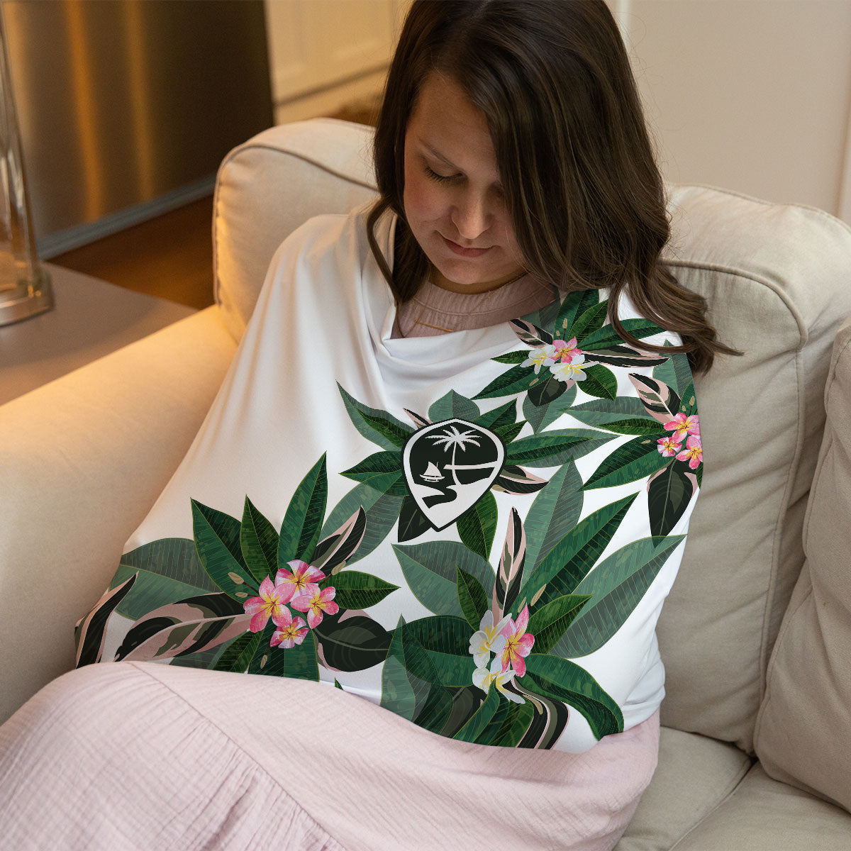 Guam Plumeria Baby Nursing Car Seat Cover