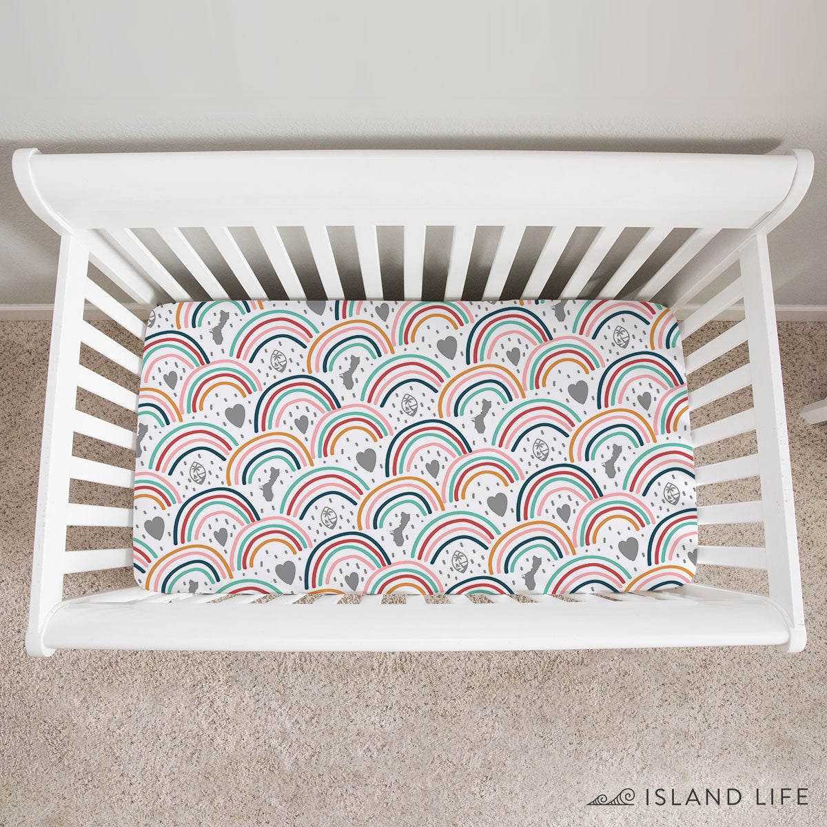 Guam Hearts and Rainbows Baby Crib Sheet
