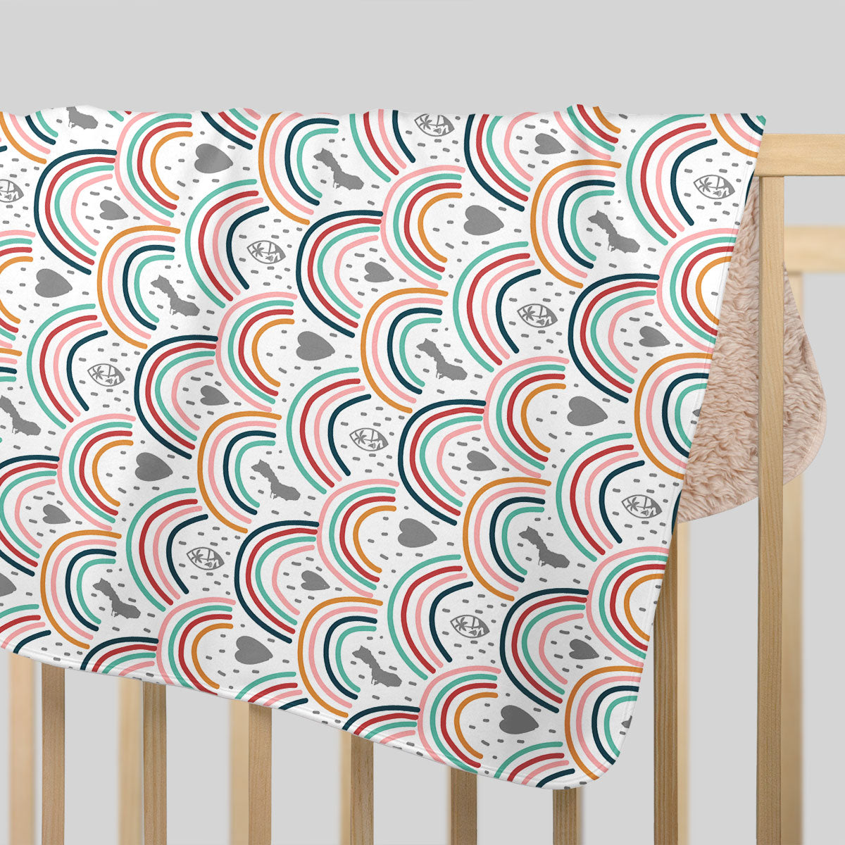 Guam Hearts and Rainbows Sherpa Baby Blanket