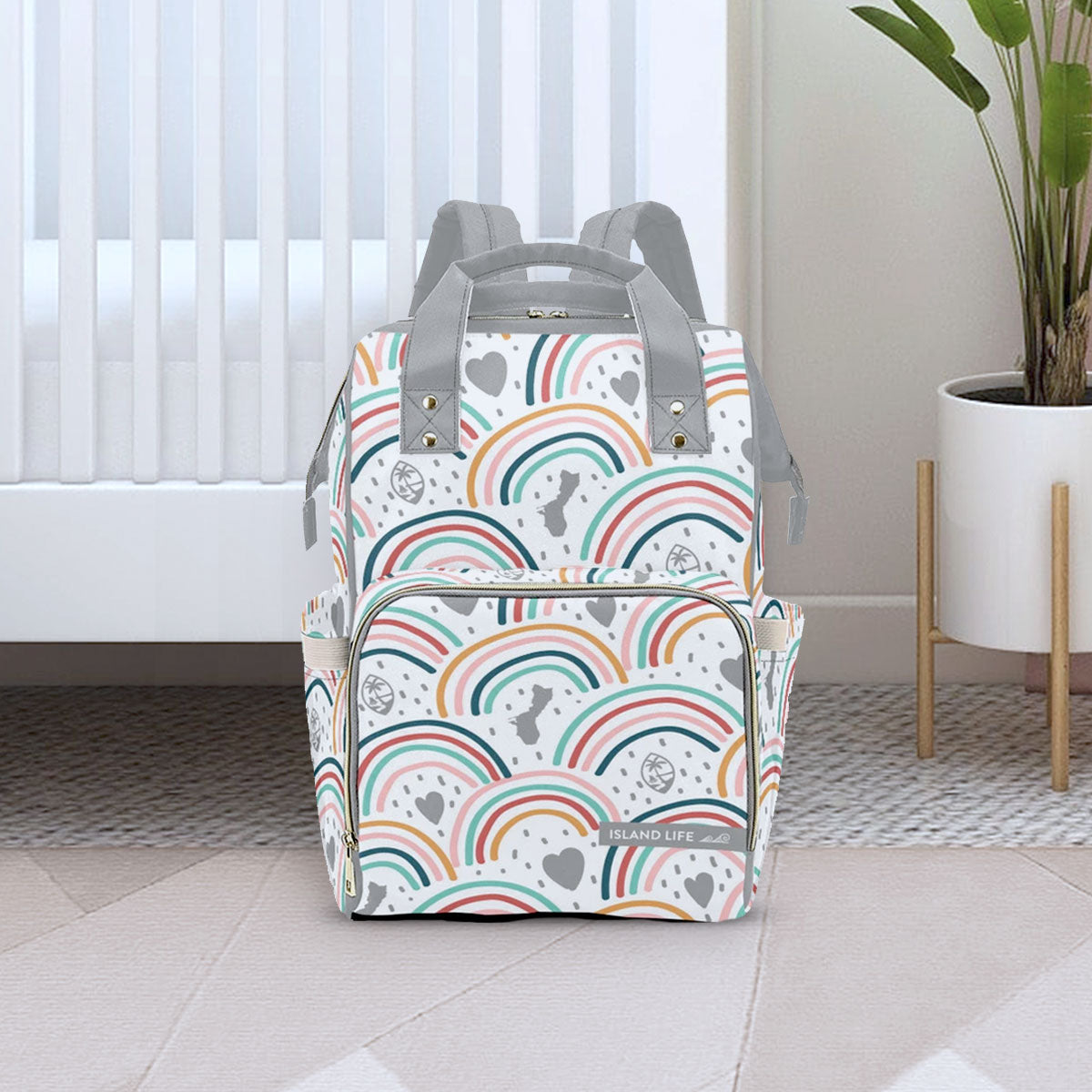 Guam Hearts and Rainbows Baby Diaper Backpack Bag