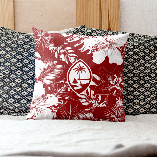Guam Red Hibiscus Throw Pillow