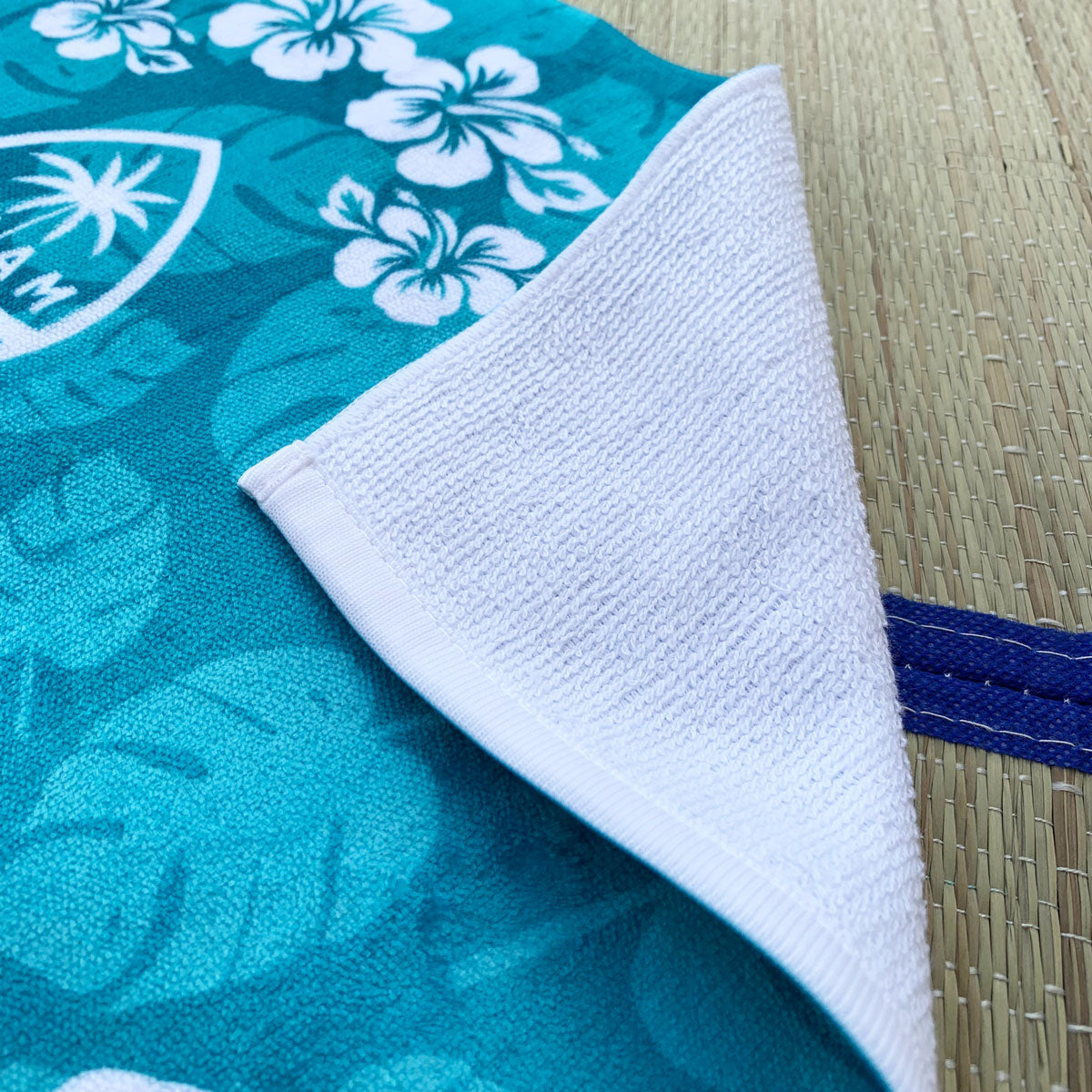 Guam Seal Teal Hibiscus Hand Towel