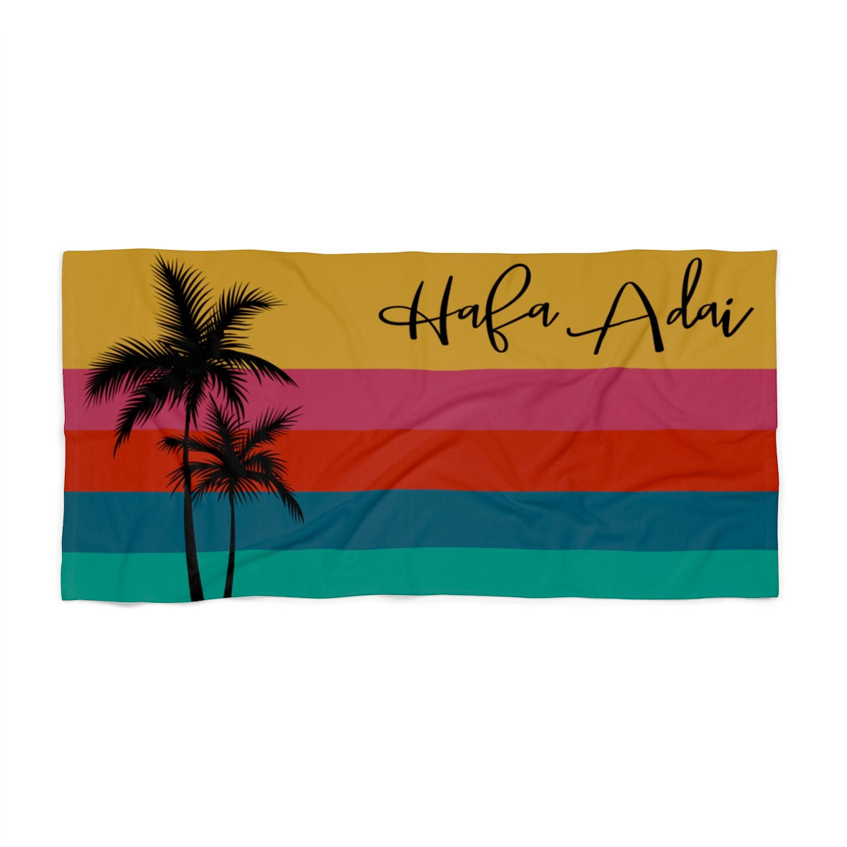 Hafa Adai Retro Rainbow Guam CNMI Beach Towel