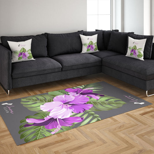 Love Guam Purple Hibiscus Area Rug