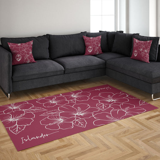 Guam CNMI Modern Hibiscus Red Area Rug