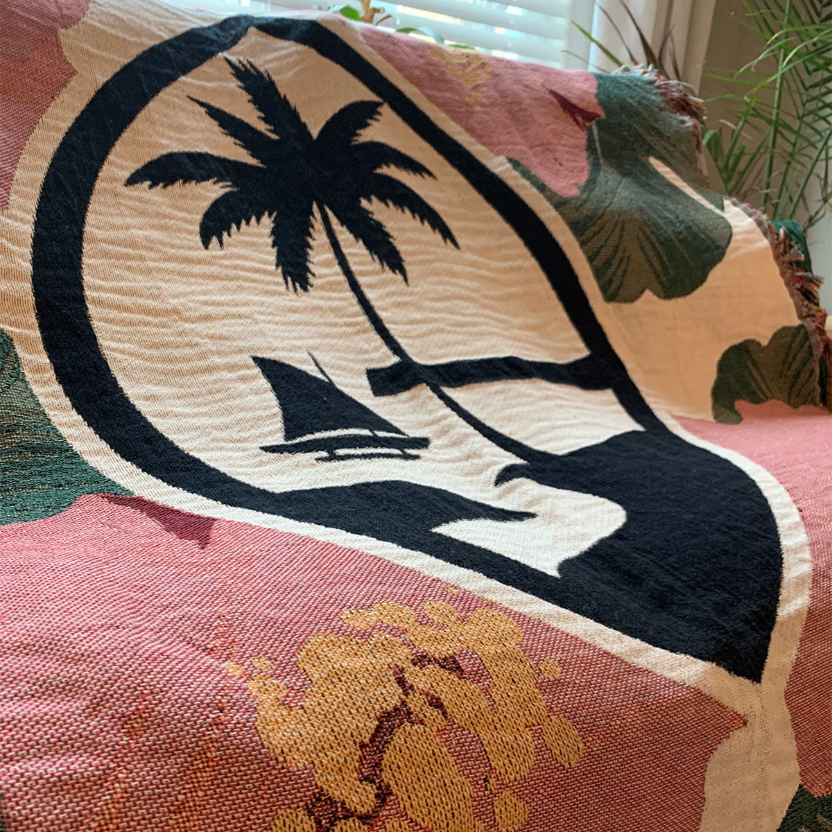 Guam Pink Hibiscus Paradise Woven Blanket