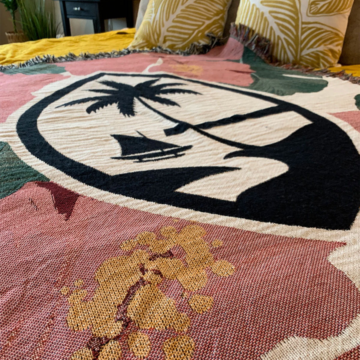 Guam Pink Hibiscus Paradise Woven Blanket