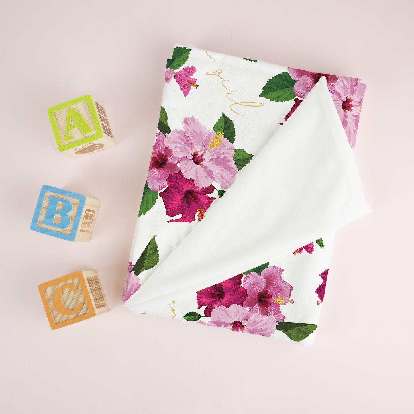 Neni Girl Fuchsia Hibiscus Guam CNMI Baby Swaddle Blanket