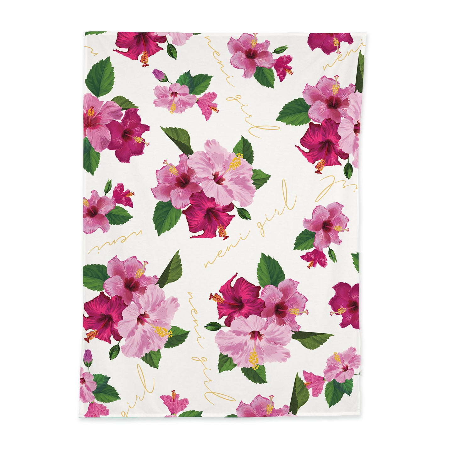 Neni Girl Fuchsia Hibiscus Guam CNMI Baby Swaddle Blanket