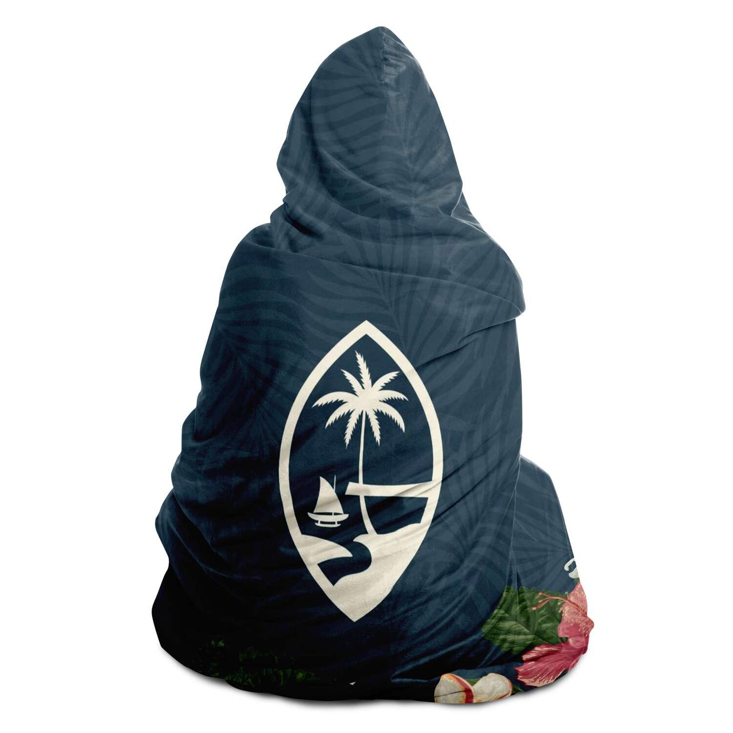 Guam Seal Vintage Hibiscus Premium Sherpa Hooded Blanket