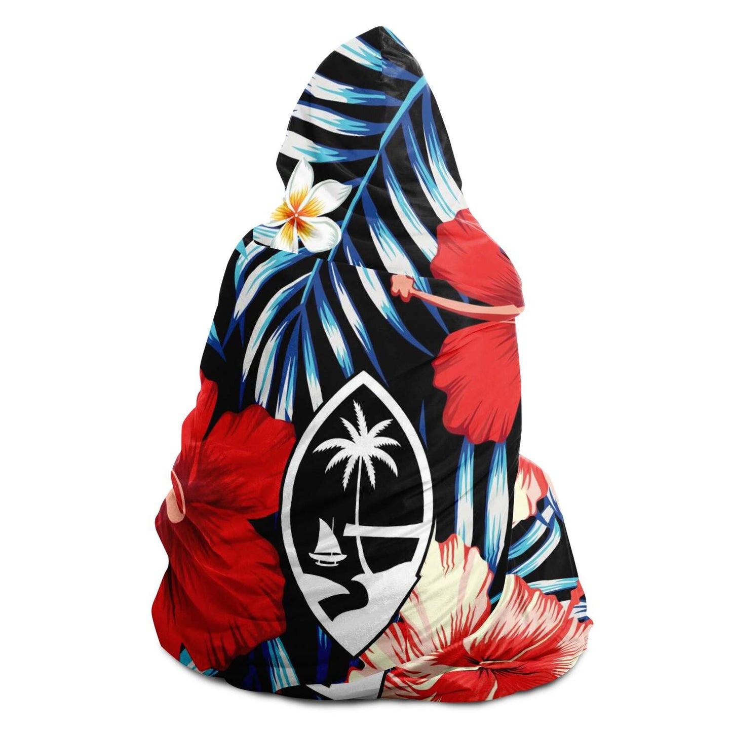 Guam Tropical Floral Premium Sherpa Hooded Blanket