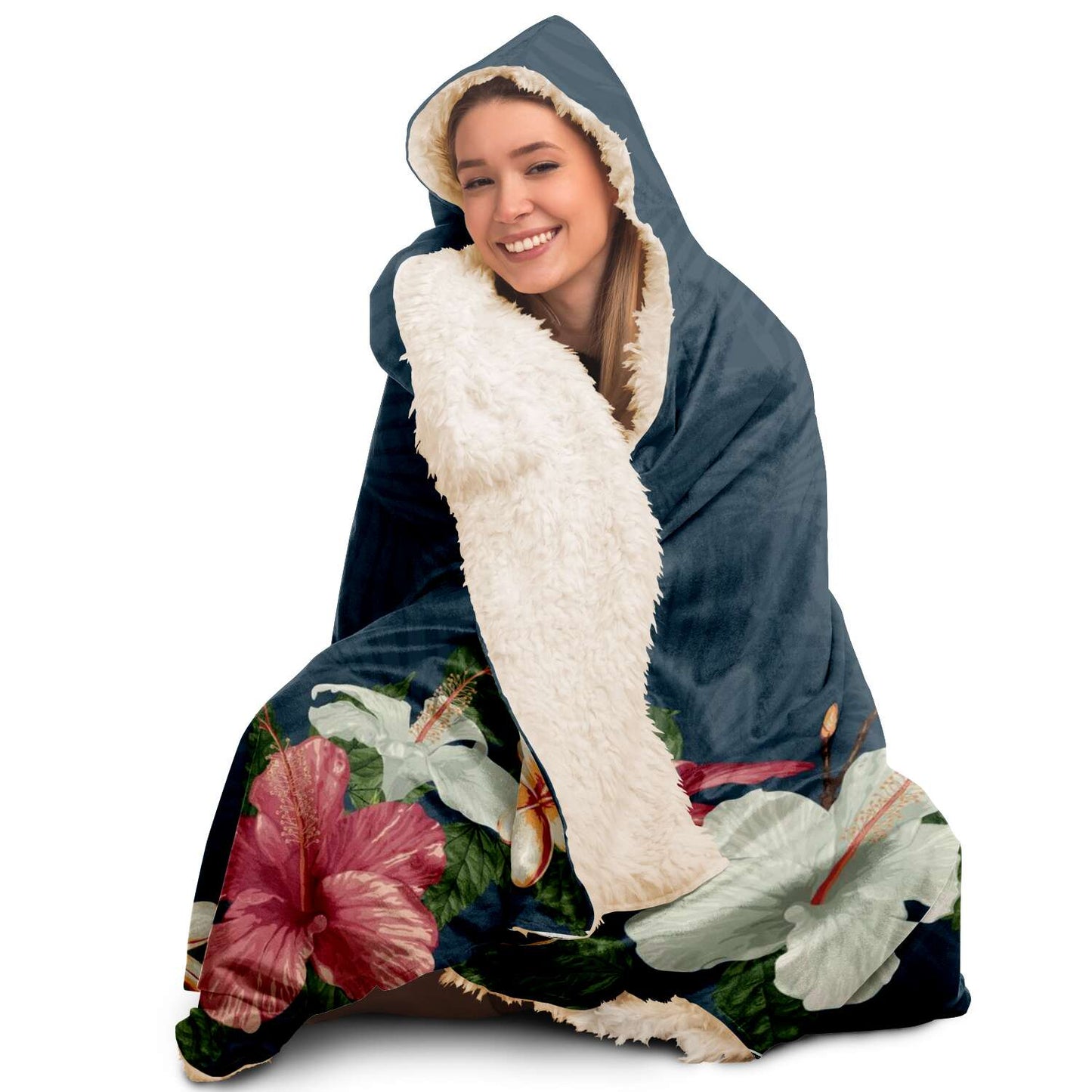 Guam Seal Vintage Hibiscus Premium Sherpa Hooded Blanket