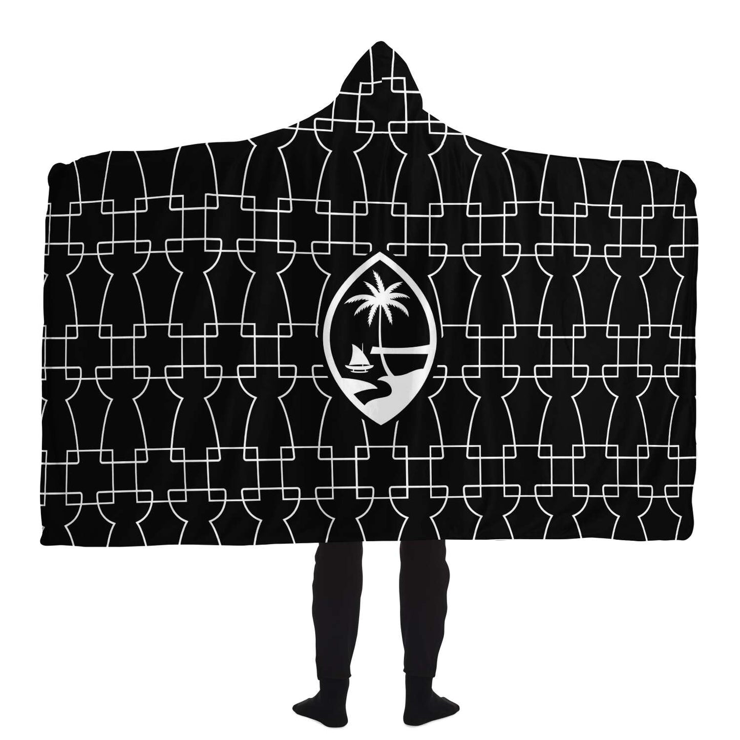 Guam Geometric Latte Stones Premium Sherpa Hooded Blanket