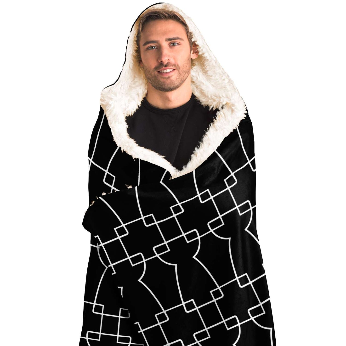 Guam Geometric Latte Stones Premium Sherpa Hooded Blanket
