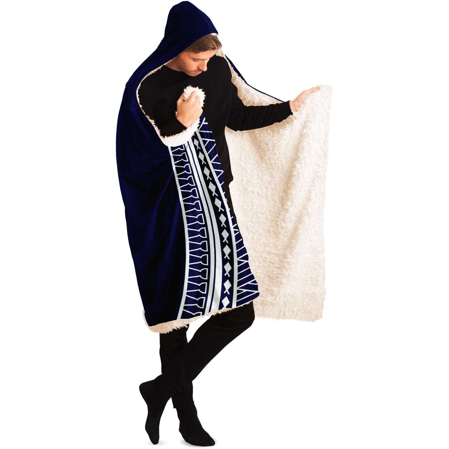 Guam Seal Tribal Blue Premium Sherpa Hooded Blanket