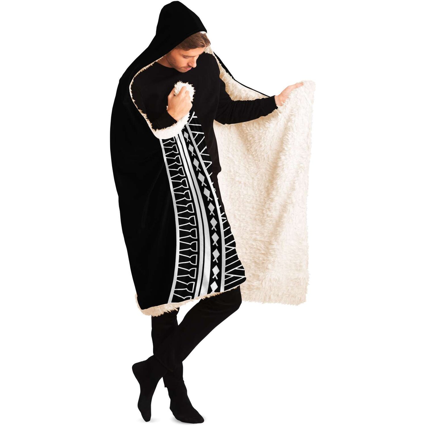 Guam Seal Tribal Black Premium Sherpa Hooded Blanket