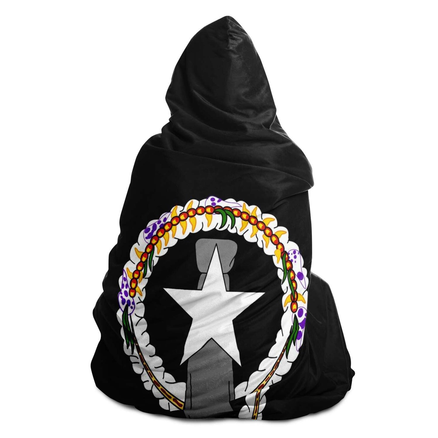 CNMI Tribal Black Premium Sherpa Hooded Blanket