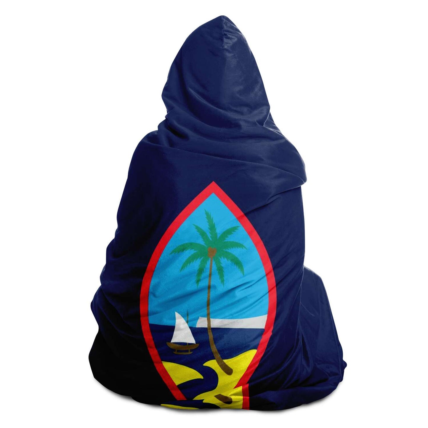 Guam Seal Tribal Blue Premium Sherpa Hooded Blanket