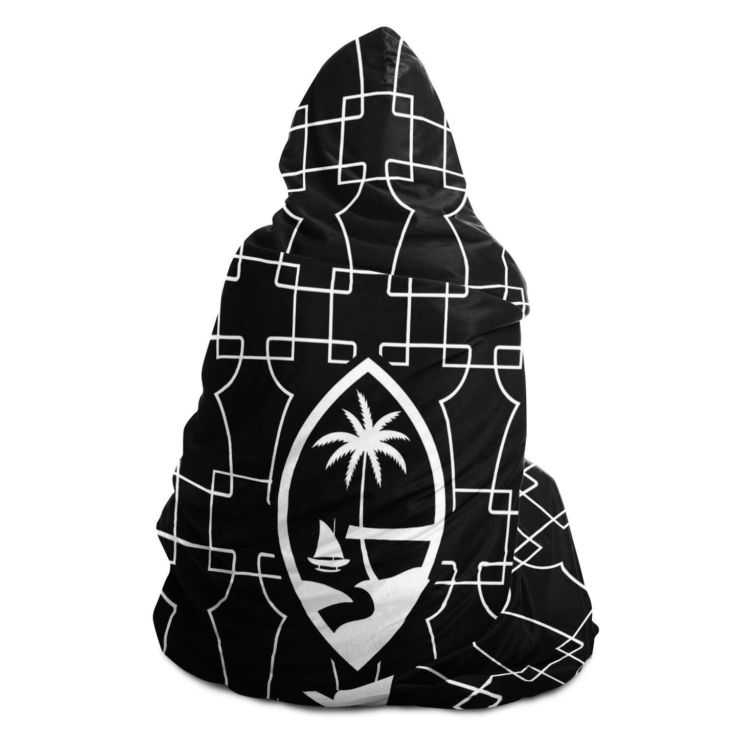Guam Geometric Latte Stones Premium Sherpa Hooded Blanket