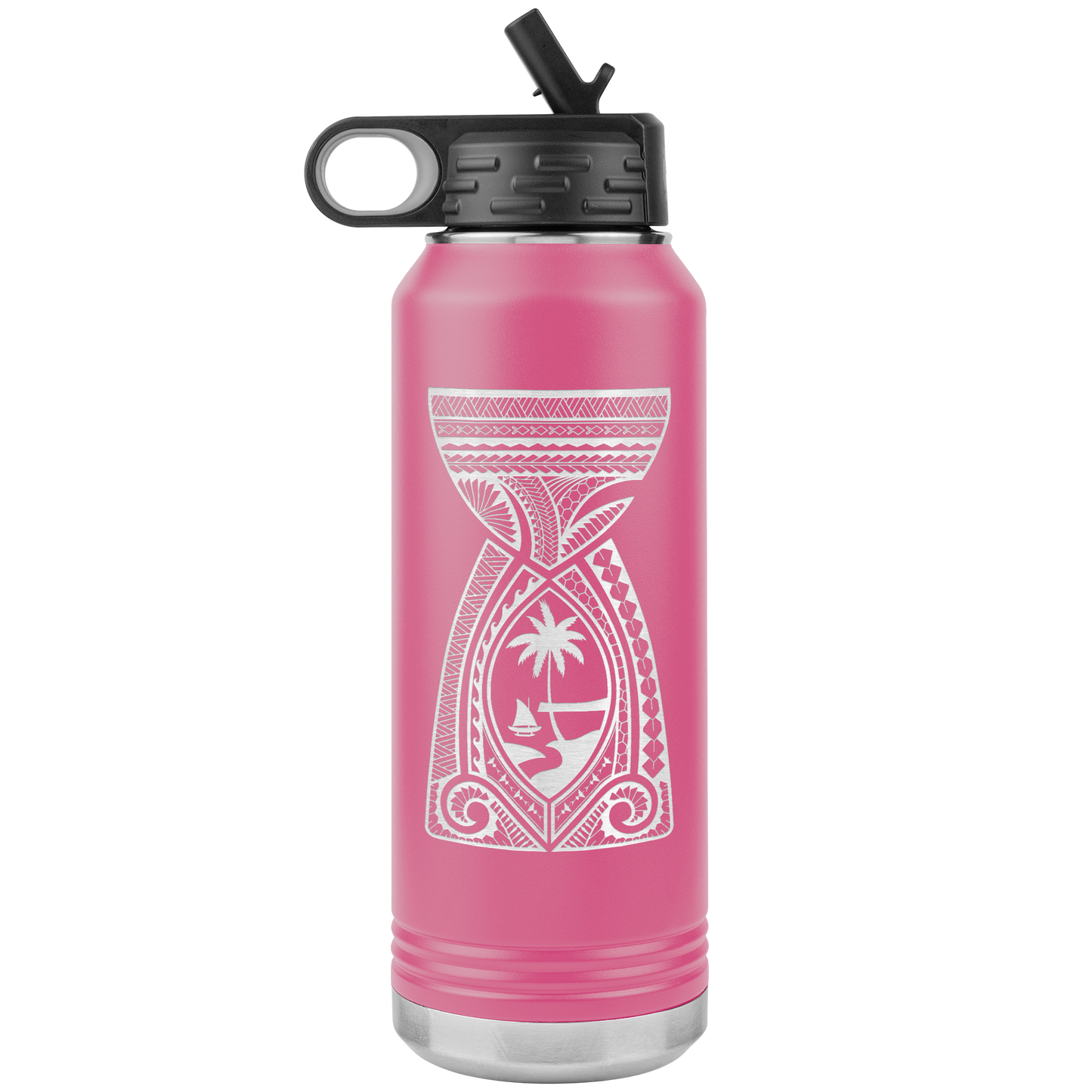 Guam Latte Stone Tribal 32oz Water Bottle Tumbler