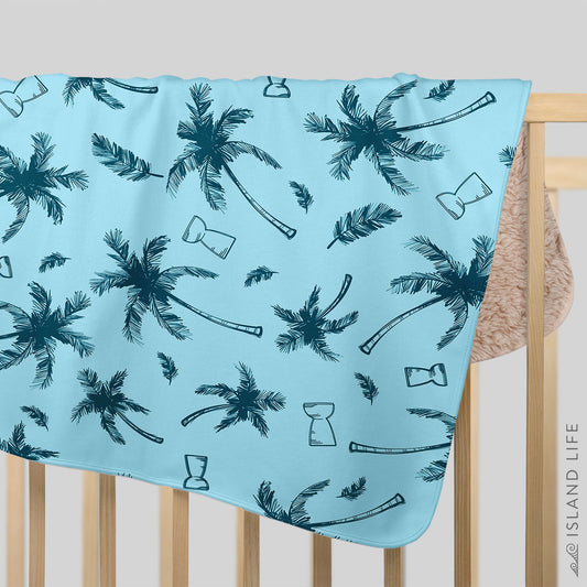 Latte Stone Coconut Trees Sherpa Baby Blanket