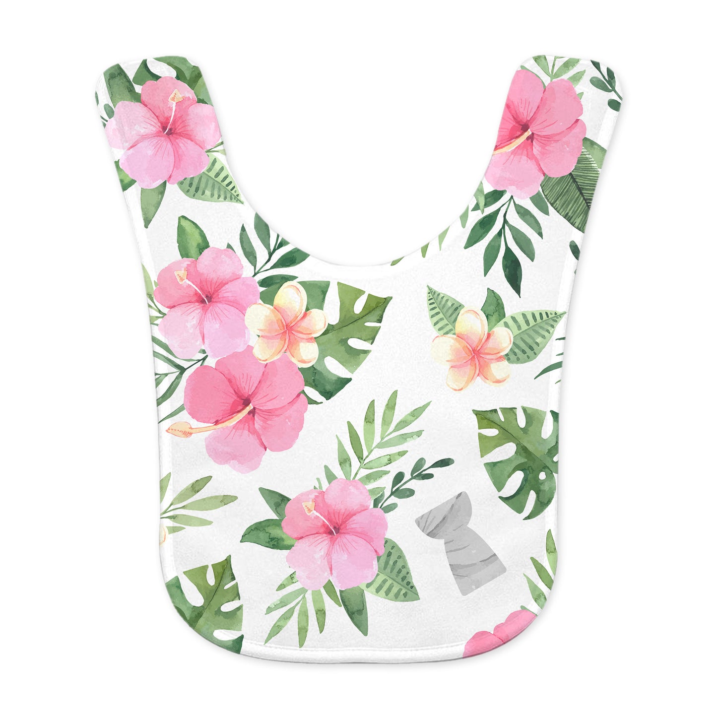 Latte Stone Pink Hibiscus Baby Bib