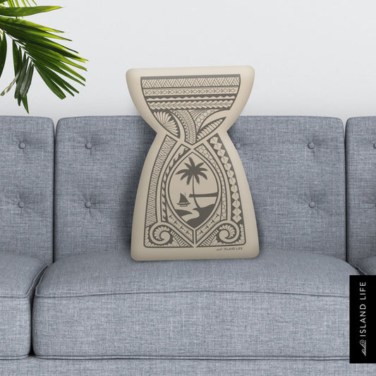 Latte Stone Tribal Guam Beige Custom Shape Cushion