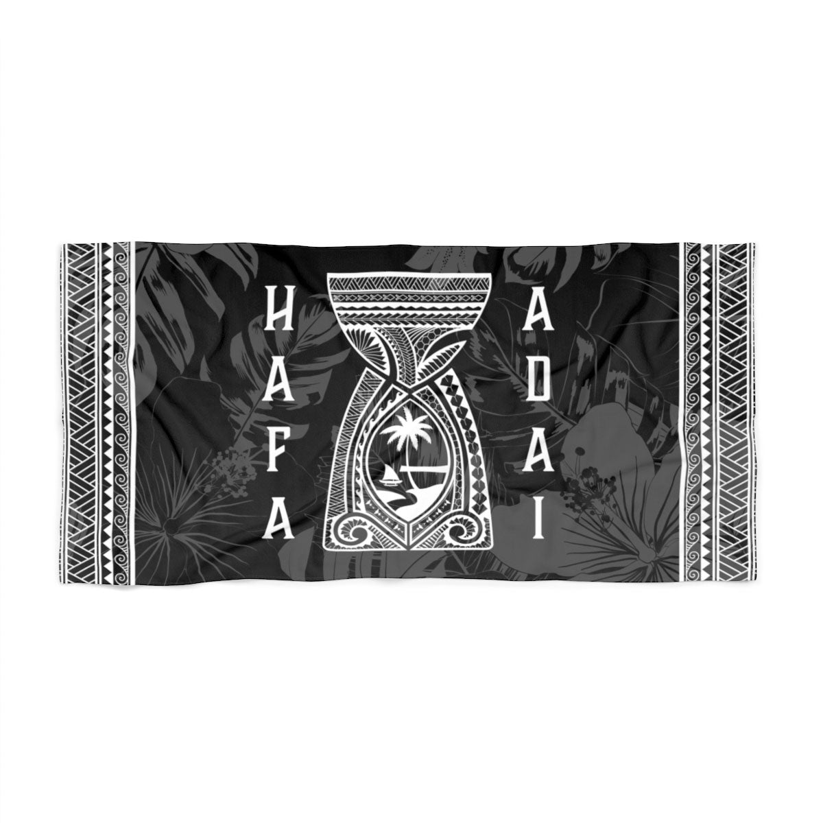 Hafa Adai Latte Stone Tribal Guam Beach Towel