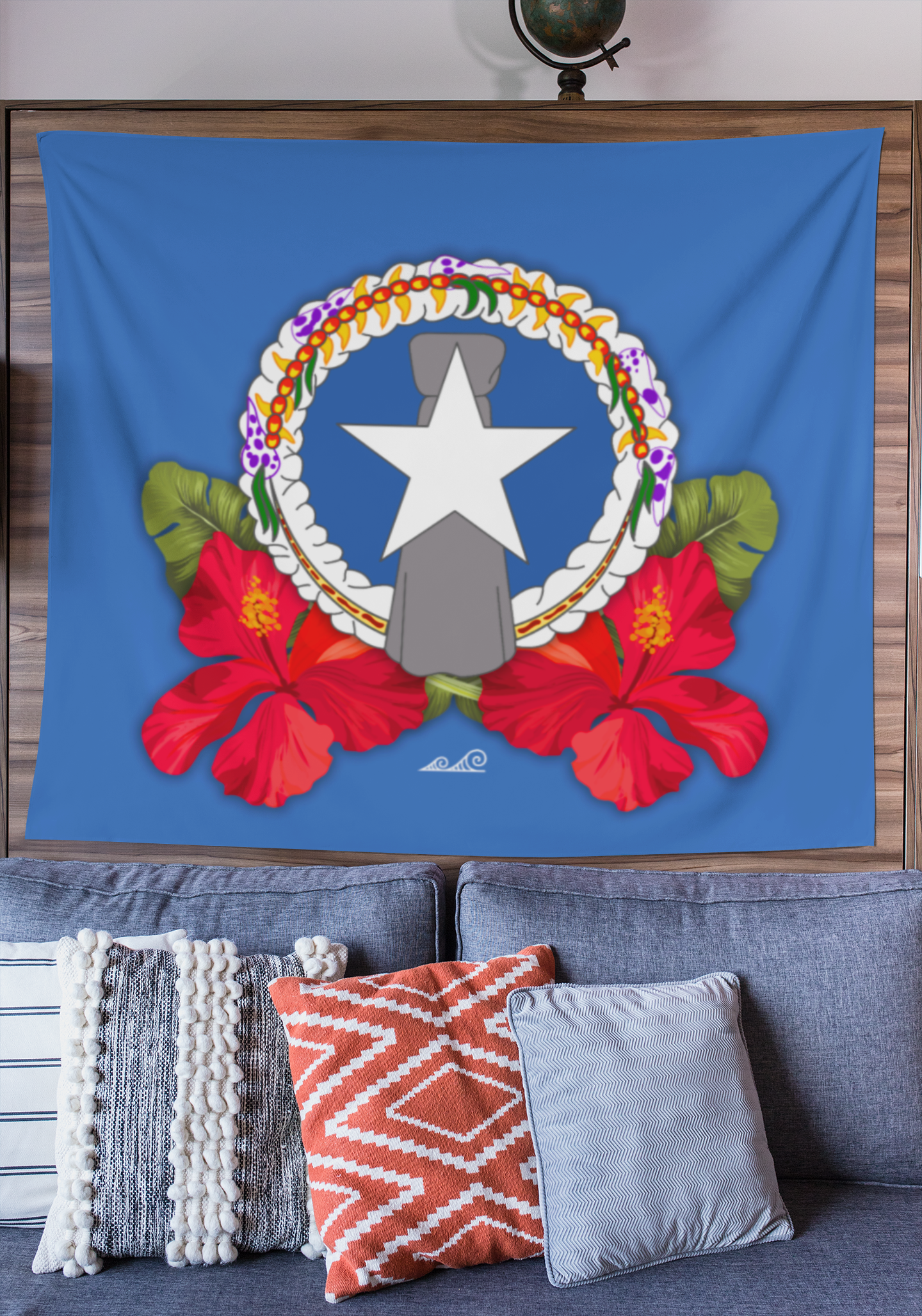 CNMI Seal Hibiscus Paradise Indoor Wall Tapestry