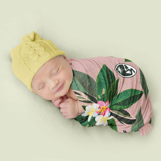 Guam Pink Plumeria Baby Swaddle Blanket