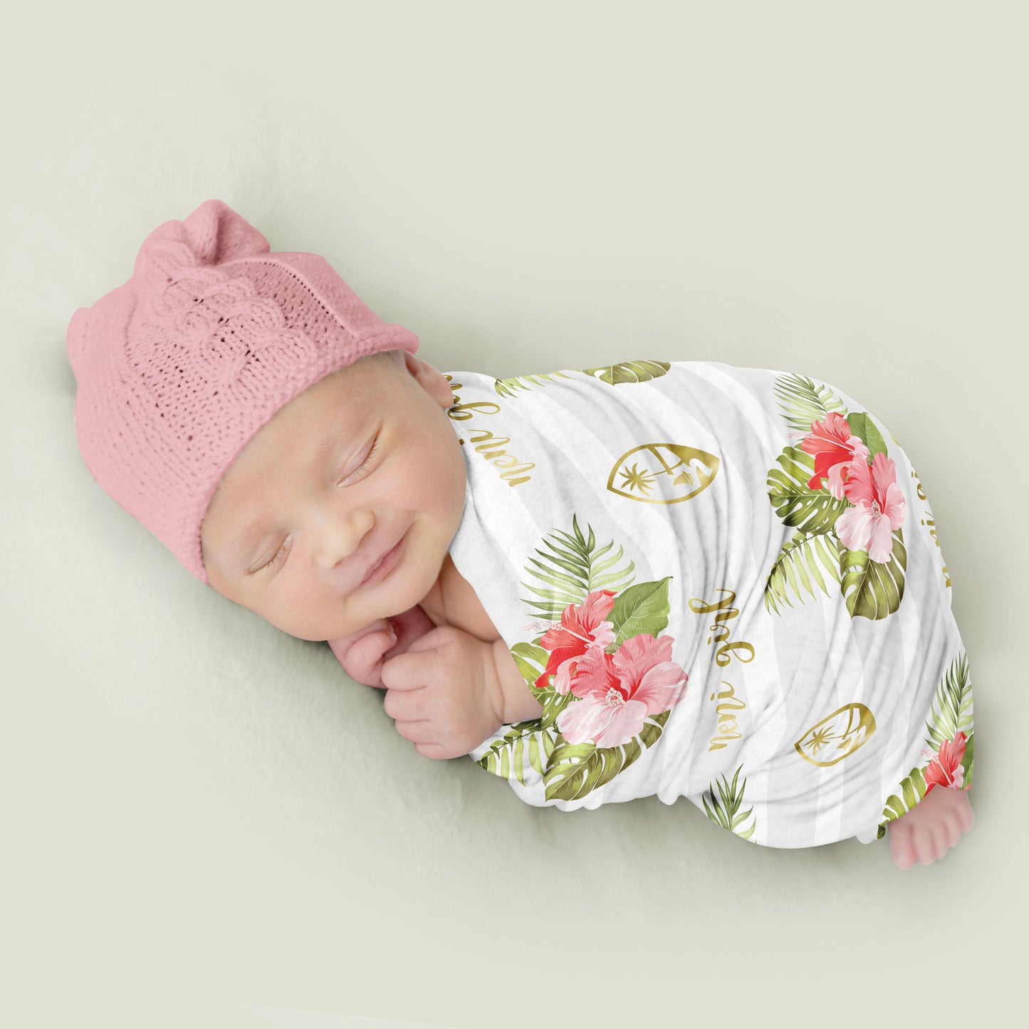 Guam Seal Neni Girl Hibiscus Baby Swaddle Blanket