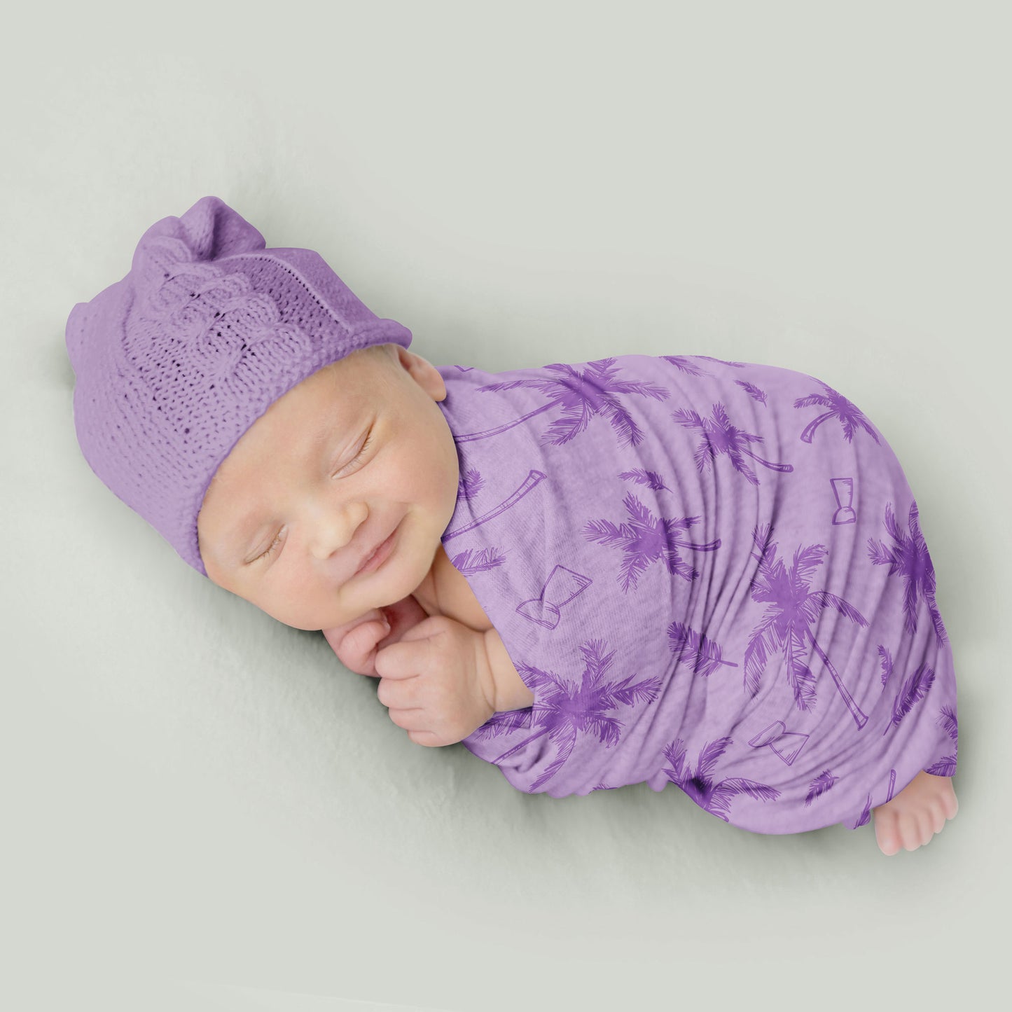 Latte Stone Coconut Trees Purple Baby Swaddle Blanket