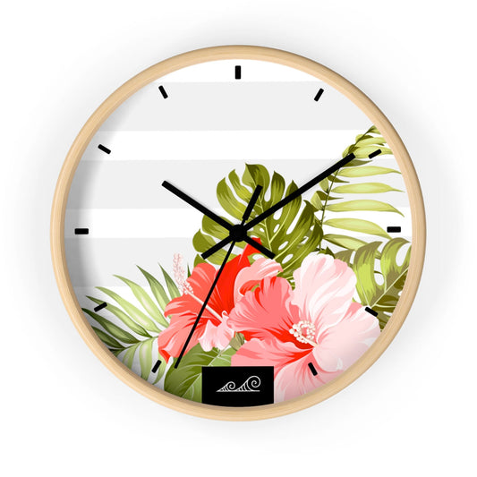 Hibiscus Striped Guam CNMI Wall Clock