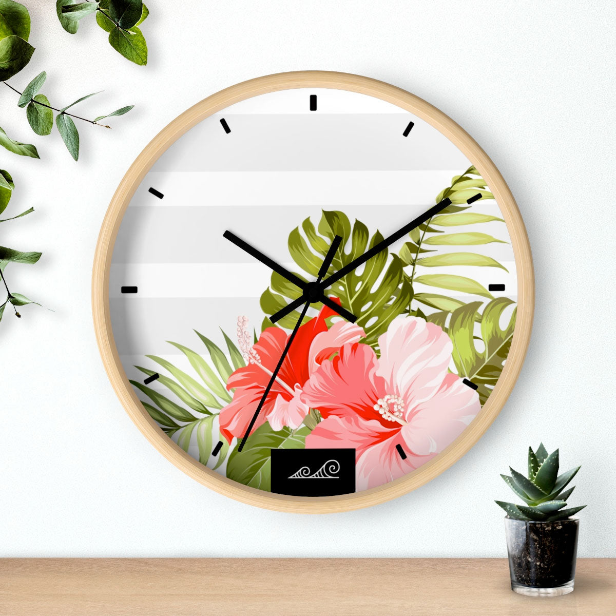 Hibiscus Striped Guam CNMI Wall Clock