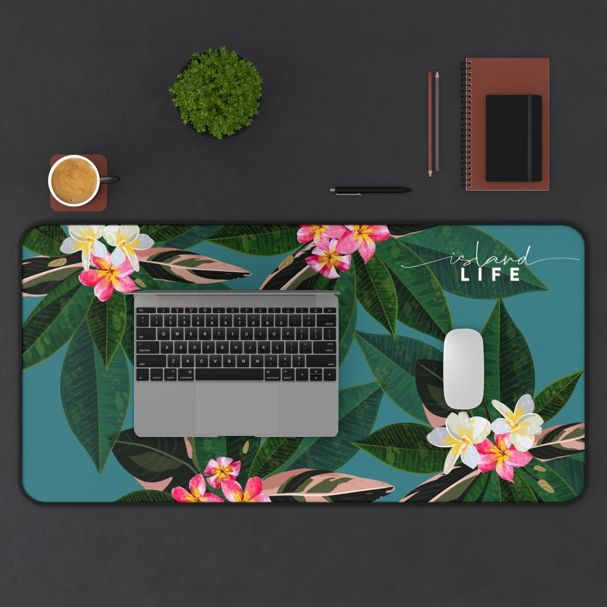 Plumeria Flowers Blue Guam CNMI Gaming Pad Desk Mat