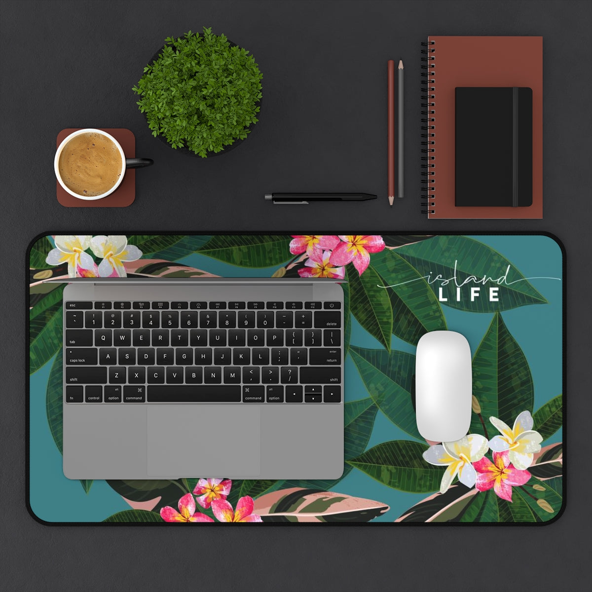 Plumeria Flowers Blue Guam CNMI Gaming Pad Desk Mat