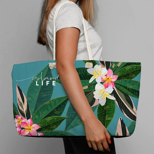 Plumeria Flowers Blue Guam CNMI Weekender Tote Bag