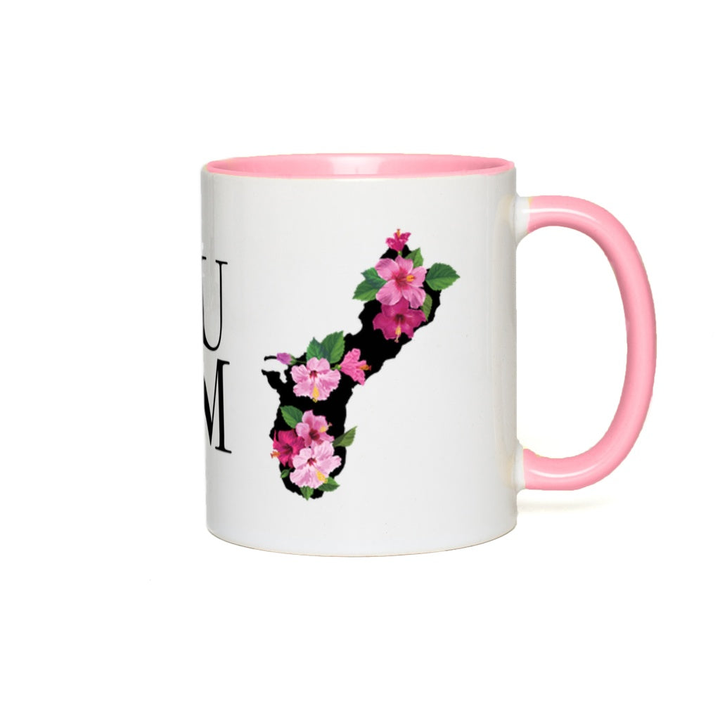Guam Island Hibiscus Fuchsia Accent Coffee Mug