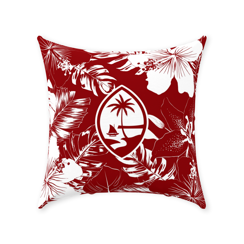 Guam Red Hibiscus Throw Pillow