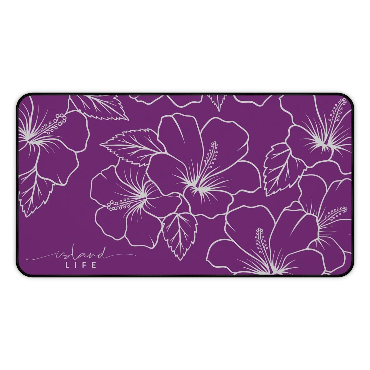 Guam CNMI Modern Hibiscus Purple Gaming Pad Desk Mat
