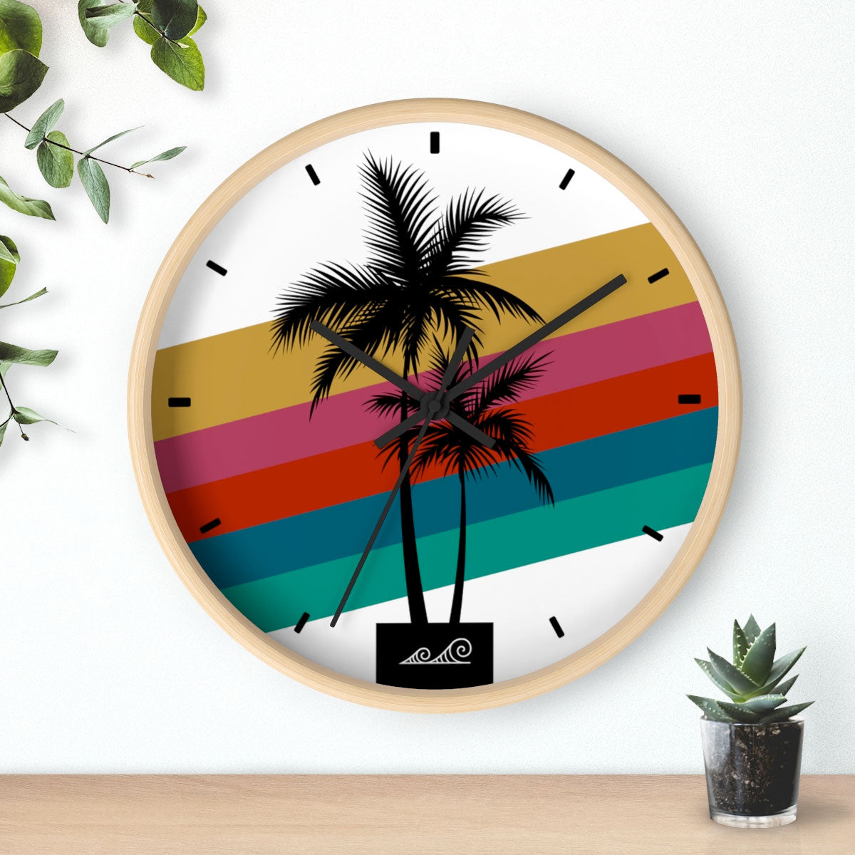 Retro Rainbow Sunset Guam CNMI Wall Clock