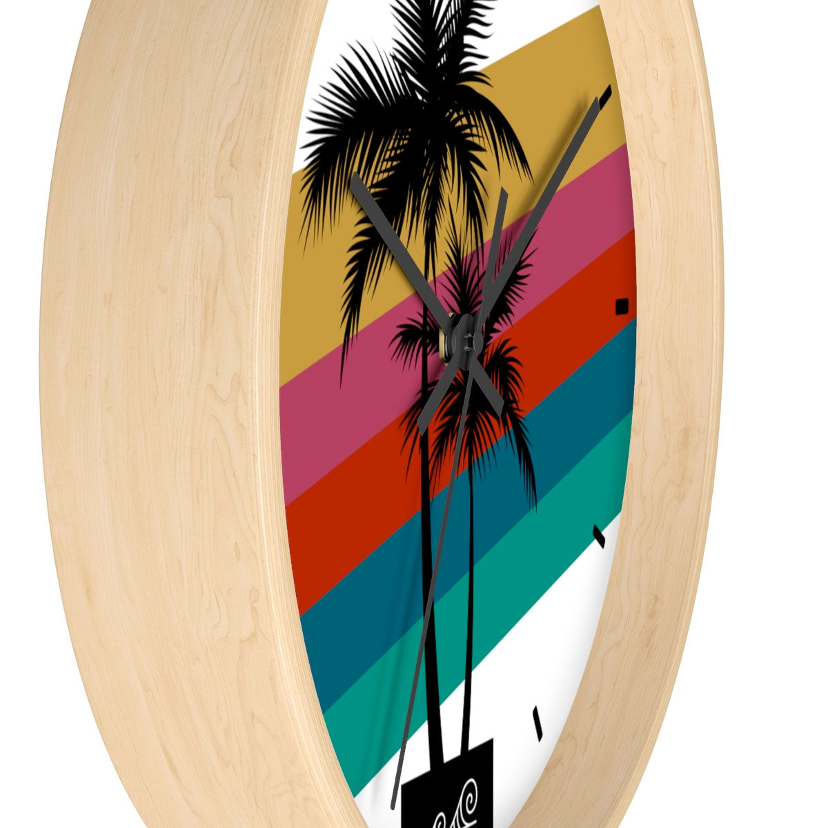 Retro Rainbow Sunset Guam CNMI Wall Clock