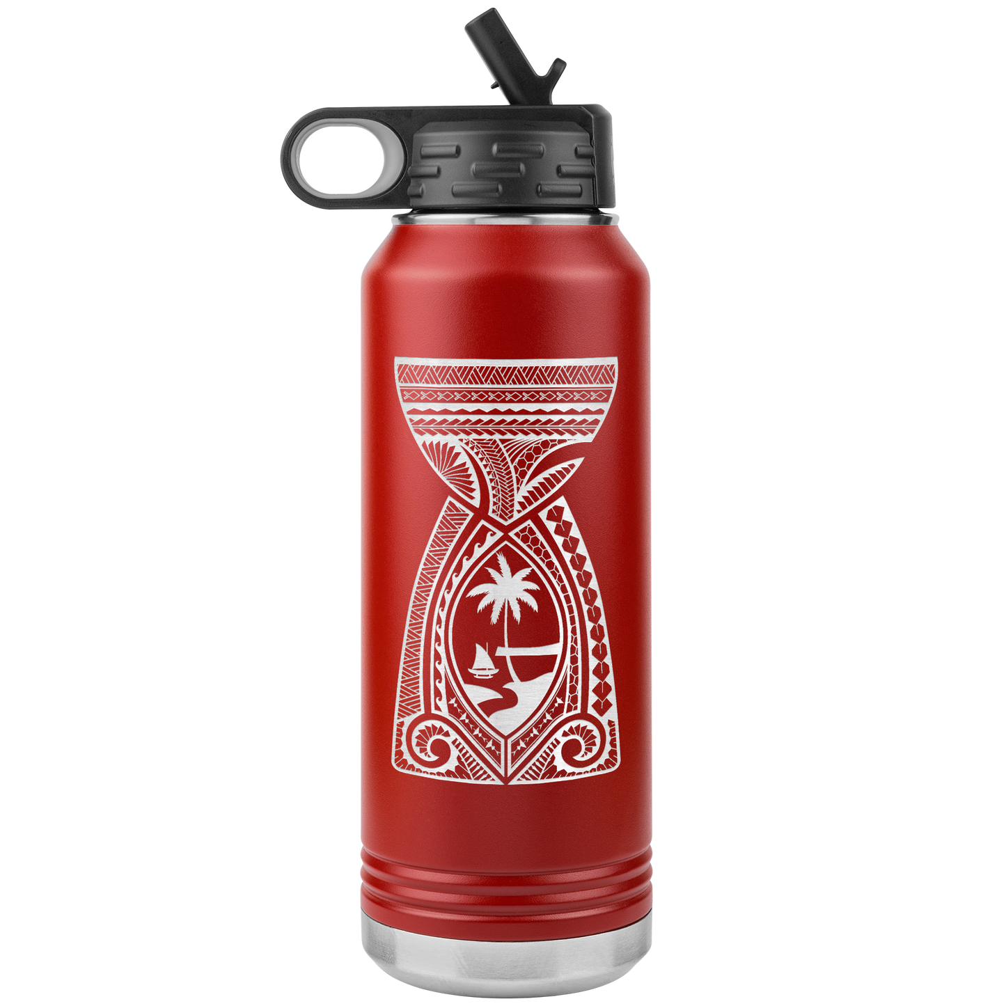 Guam Latte Stone Tribal 32oz Water Bottle Tumbler