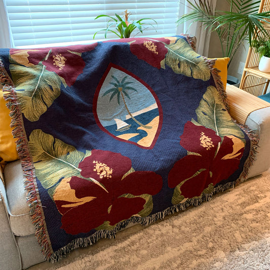 Guam Seal Hibiscus Paradise Woven Blanket